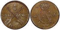 SWEDEN Gustav IV Adolf Copper 1802 1/4 Skilling UNC KM# 564 (413)
