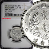 China,Provincial KWANGTUNG PROVINCE Year 18 (1929) 20 Cents NGC UNC DET. Y426(0)
