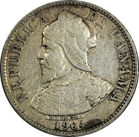 Panama Vasco Núñez de Balboa Silver 1904 5 Centesimos KM# 2 (21 786)