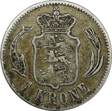 Denmark Christian IX Silver 1875 HC CS 1 Krone KM# 797.1 (20 521)