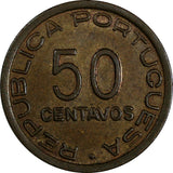 Mozambique Bronze 1945 50 Centavos 1 Year Type XF Condition KM# 73 (17 525)
