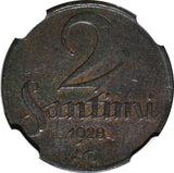 Latvia Bronze 1928 2 Santimi NGC XF DETAILS  KM# 2 (015)