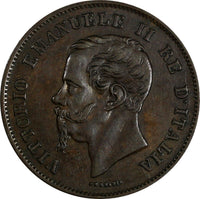 Italy Vittorio Emanuele II Copper 1861 M  5 Centesimi XF KM# 3.2 (20 221)