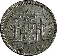 Mexico SPANISH COLONY Charles IV Silver 1790 Mo FM 1/2 Real XF KM# 70 (19 173)