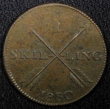 SWEDEN Carl XIV Johan Copper 1830 1  Skilling Last Year Type KM# 597 (555)