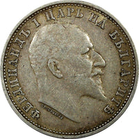 Bulgaria Ferdinand I Silver 1910 1 Lev Toned KM# 28 (22 326)