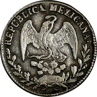 Mexico FIRST REPUBLIC Silver 1842/3 D RM 1/2 Real OVERDATE Durango Mint KM#370.3