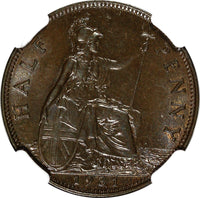 Great Britain George V Bronze 1931 1/2 Penny NGC UNC DETAILS TONING KM# 837 (24)