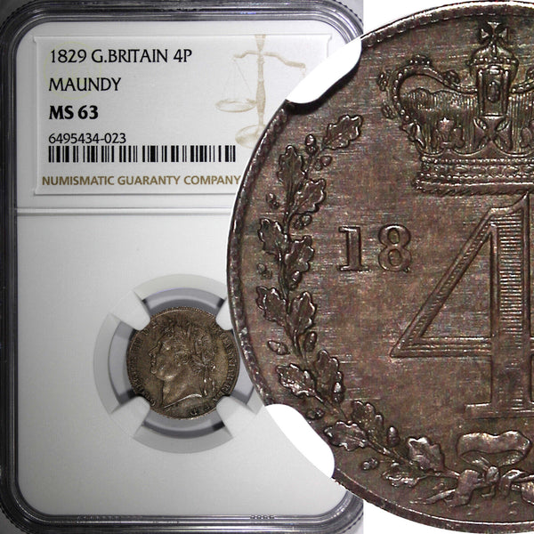 Great Britain George IV Silver 1829 4 Pence Maundy NGC MS63 Toned KM# 686 (23)
