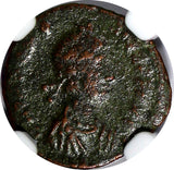 EASTERN ROMAN Theodosius I,AD 379-395 AE4 NUMMUS/Christian VICTORY ANGEL NGC(87)