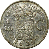 Netherlands East Indies Silver 1937-1945 1/10 Gulden KM#318 RANDOM PICK (1 Coin)