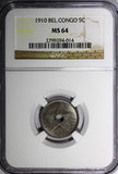 Belgian Congo 1910 5 Centimes NGC MS64 1st Year Type KM# 17  (014)