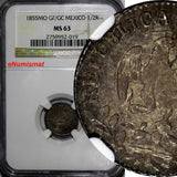 Mexico Republic Silver 1855 Mo GF/GC 1/2 Real NGC MS63 Better Date KM# 370.9 (9)