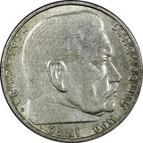 Germany - Third Reich Silver 1938 B 2 Reichs Mark Hindenburg KM# 93 (22 293)