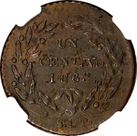 Mexico Copper 1863 SLP 1 Centavo San Luis Potosi NGC XF40 BN SCARCE KM#390.1