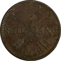 SWEDEN COPPER Gustaf IV Adolf 1802 1/2 SKILLING 30.5mm KM#565 (17 895)