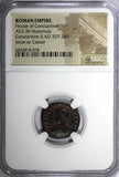 Roman Constantine II AD 337-340 AE3 BI Nummus / Camp gate NGC (078)