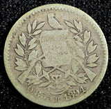 GUATEMALA Silver 1894 1/2 Real Justice Toning KM# 165 (23 470)