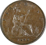 Great Britain Victoria Bronze 1878 Farthing ch.XF KM# 753 (21 691)