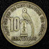 GUATEMALA Silver 1933 10 Centavos Royal British Mint KM# 239.2 (22 908)