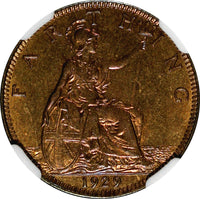 Great Britain George V 1929 Farthing NGC MS65 RB 1 GRADED HIGHEST KM# 825 (11)