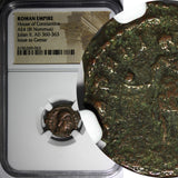 Julian II as Caesar AD 360-363 AE4 BI NUMMUS/Emperor with globe & spear NGC (63)