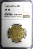 AUSTRIA 1980 20 Schilling 9 Austrian Provinces NGC MS65 TOP GRADE KM# 2946.1 (7)