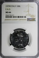 Italy 1979 R 100 Lire FAO NGC MS66 1 YEAR TYPE TOP GRADED KM# 106 (017)