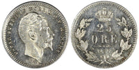 SWEDEN Oscar I Silver 1856 ST 25 Ore SCARCE UNC KM# 684 (21 662)