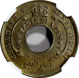 British West Africa George V 1932 1/10 Penny NGC UNC DETAILS KM# 7 (014)