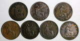 Great Britain  Victoria Copper LOT OF 7 COINS 1860-1885 Farthing