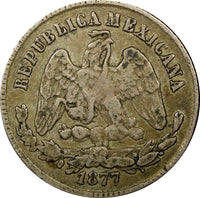 MEXICO Silver 1877 ZS S 25 Centavos Mintage-350,000 Zacatecas Mint KM#406.9 (54)