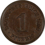 Germany - Empire Wilhelm II Copper 1890 A 1 Pfennig UNC KM# 10 (19 588)