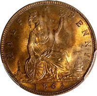Great Britain Victoria 1863 1/2 Penny PCGS MS63 RB NICE RED TONED KM# 748.2 (22)