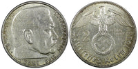 Germany - Third Reich Silver 1938 B 2 Reichs Mark Hindenburg KM# 93 (22 293)