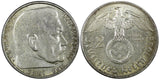 Germany - Third Reich Silver 1938 B 2 Reichs Mark Hindenburg KM# 93 (22 293)