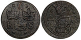 Sweden  Christina (1632-1654) Copper 1642 1/4 Öre SCARCE DATE  KM# 160 (20 997)