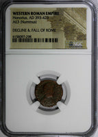 WESTERN ROMAN Honorius  AD 393-423 AE3 Nummus Crowned by Victory NGC (298)