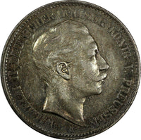 German States PRUSSIA Wilhelm II Silver 1896 A 2 Mark Toned KM# 522 (46)