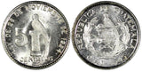 GUATEMALA Silver 1945 5 Centavos  BU COIN KM# 238.1 (727)