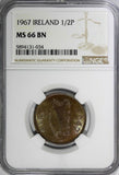 Ireland Republic Bronze 1967 1/2 Penny NGC MS66 BN TOP GRADED BY NGC KM# 10(034)