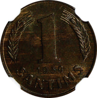 Latvia Bronze 1939 1 Santims NGC MS63 BN Nice Coin KM# 10