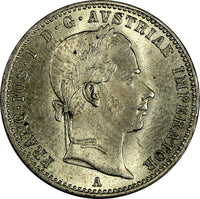 AUSTRIA Franz Joseph I Silver 1858 A 1/4 Florin Vienna  KM# 2213 (4949)