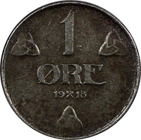 NORWAY Haakon VII Iron 1918 1 ORE WWI Issue SCARCE KM# 367a  (20 835)