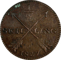 SWEDEN Carl XIV Johan Copper 1827 1/4 Skilling Open "4" 26mm  KM# 595 (17 898)