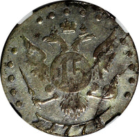 Russia Catherine II Silver 1778 SPB 15 Kopeks NGC AU DETAILS C# 62b (041)