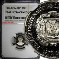 DOMINICAN REPUBLIC PROOF 1976 10 Centavos NGC PF64 ULTRA CAMEO Mint-5,00 KM42(3)