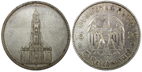 Germany - Third Reich 1934 F 5 Reichsmark 1st Anniversary - Nazi KM# 83 (22 301)