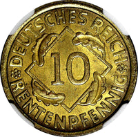 Germany 1924 J 10 Reichspfennig NGC MS65 ONLY 1 GRADED HIGHEST KM# 40 (047)