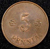 FINLAND Copper 1921 5 Penniä  UNC KM# 22 RANDOM PICK  (1 COIN)